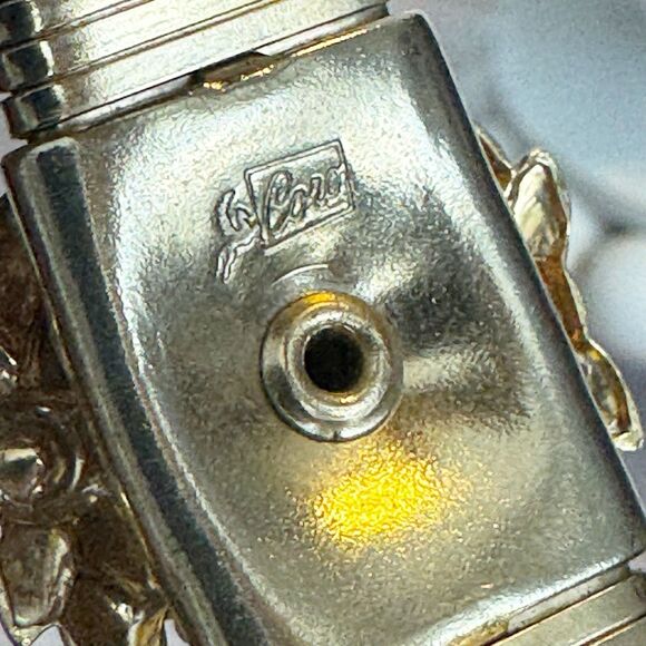 Vintage Pegasus Coro MCM Gold Omega Stretch Bracelet with Aquamarine Blue Stones - Picture 6 of 8